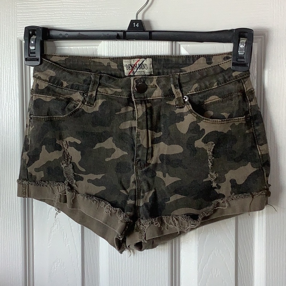 Distressed Camo Shorts